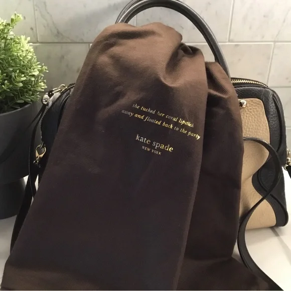 Kate Spade Pebbled Leather Black/Tan Crossbody Bag - Picture 12 of 13